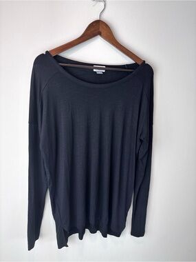 Old Navy Luxe Black Tunic Top Womens M Long Sleeve Stretch Viscose